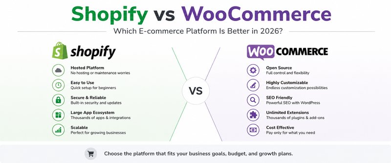 Shopify vs WooCommerce Comparison Guide 2026 | UpBusiness