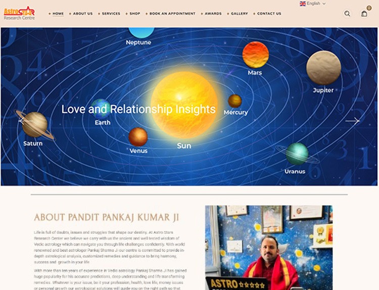 Ecommerce and Booking Website for Astro Star Research Centre