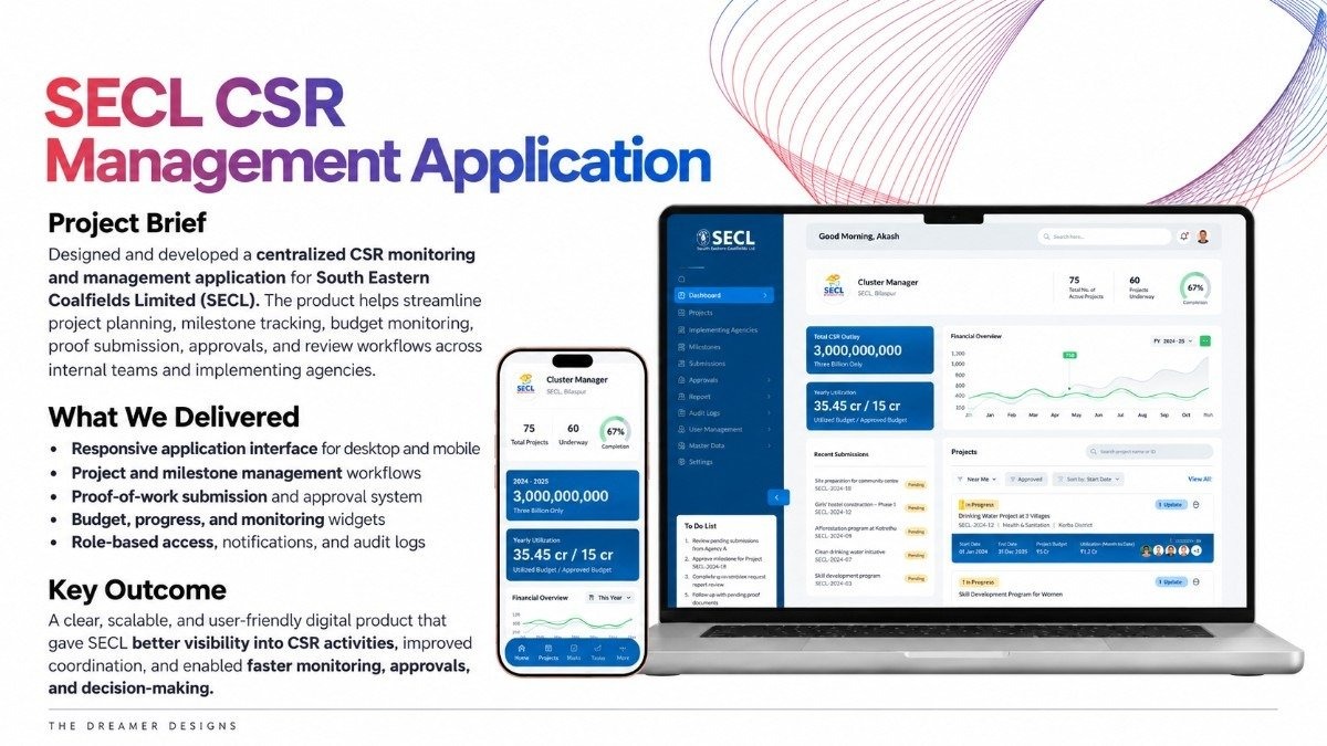 SECL CSR Monitoring & Management Application | UI/UX Design & Development